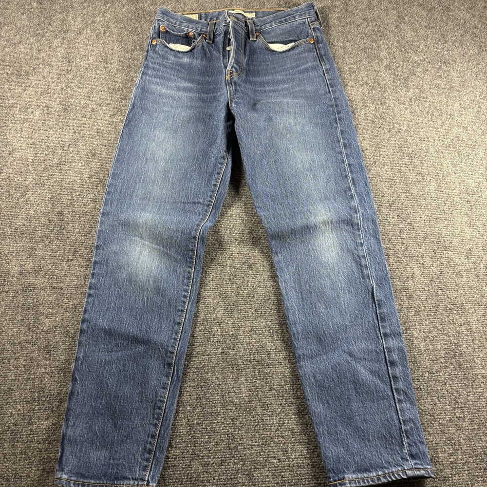 Levis Premium Women's 28 Wedgie Icon‎ Dark Blue Denim Jean High Rise Button Fly
